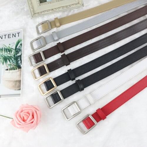 2021 NEW Womens Dress PU Leather Belt Square Buckle Non-porous Artificial Leather Spring And Summer Jeans Waistband