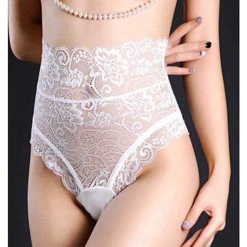 New Transparent Hollow Out Womens Underwear Sexy Lace Sex Thong Panties Temptation Briefs High Waist Female Underpants Lingerie