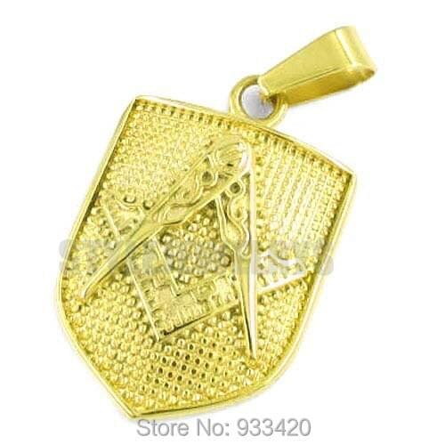 Wholesale Gold Masonic Pendant Stainless Steel Jewelry Classic Freemasonry Mason Motor Biker Mens Women Pendant SWP0321GB