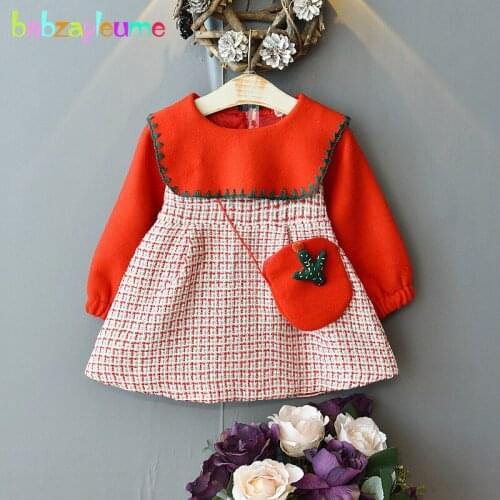 Fall Kids Dresses For Girls Fashion Long Sleeve Peter Pan Collar Cute A-LINE Baby Birthday Dress Children Boutique Clothing 1994