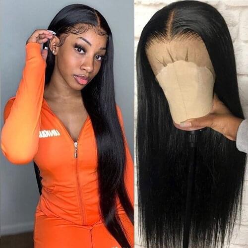 13x6 180% HD Transparent Lace Front Human Hair Wigs Bleached Knots Bone Straight Lace Frontal Wig With Baby Hair Remy Wig Geeta