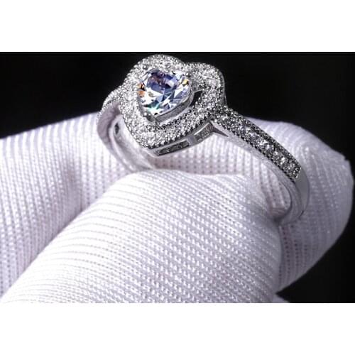 Simple Crystal Heart Wedding Rings for Women Fashion Engagement Cubic Zirconia Statement Party Rings Jewelry Gifts