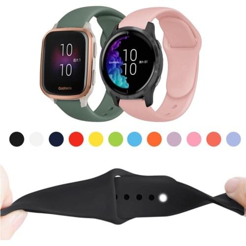 20mm 22mm Soft Silicone Watch Strap Band For Garmin Venu Sq for Garmin Forerunner 645 645M 245 245M Replacement Sport Bracelet