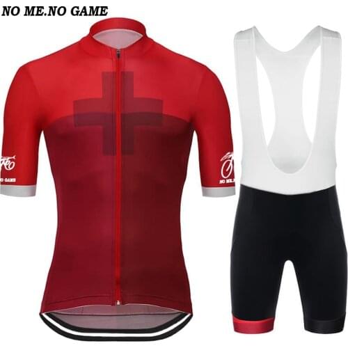 Switzerland Cycling Jersey Set Men Short Sleeve Road Red Bike Clothes and Bib Shorts Suit Quick-dry Bicycle Cycling Clothing