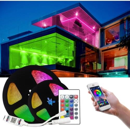 5050 SMD LED Strips Lights Bluetooth Led RGB Flexible Waterproof Tape Diode 5M 10M 15M 20M DC 12V Remote Control+Adapter