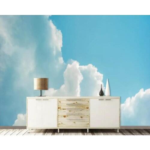 Only beautiful small fresh blue sky white clouds sky background wall painting