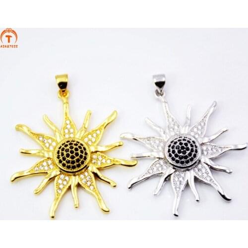 Asa&Tess Stunning Sun Charm Pendant Micro Pave CZ Sun Burst Pendant Cubic Zirconia Star/Sun Necklace Bracelet Charms