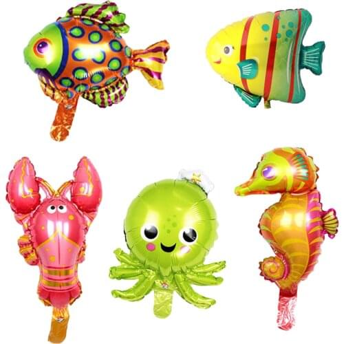 Chicinlife Ocean Fish Foil Balloons Birthday Party Decorations Baby Shower Shark Fish Helium Ballloon Ocean Theme Ballons