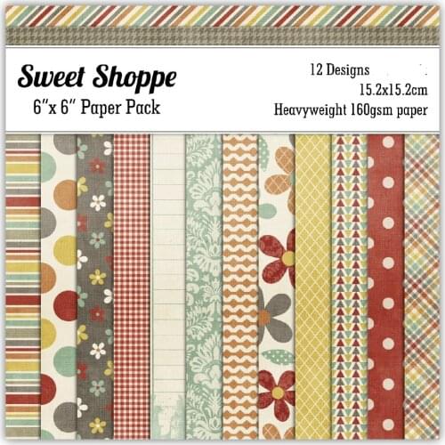 ZFPARTY 12pcs 6" Single-side Printed Sweet shoppe painting creative papercraft art paper handmade scrapbooking kit set book