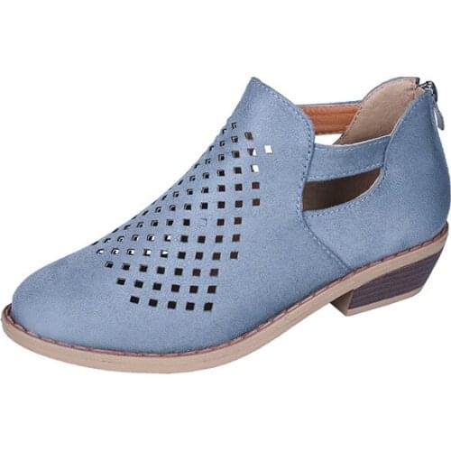 2019 summer womens shoes low-heeled casual shoes hollow thick with womens shoes large size