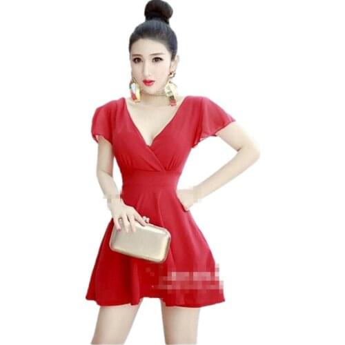 ZB2767 new summer 2020 women fashion sexy low-cut deep v-neck chiffon slim nightclub dress cheap wholesale