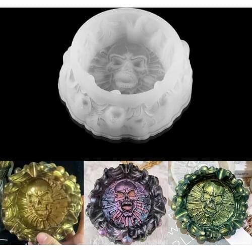 1Pcs Skull Ashtray Silicone Mold Transparent Round Silicone Mould Dried Flower Resin Decorative Craft DIY Jewelry Making
