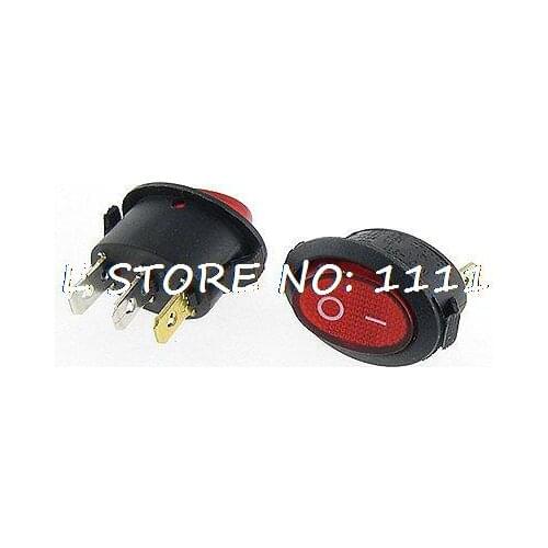 10 x Red Light Illuminated SPST NO-OFF Oval Boat Rocker Switch 3 Solder Lug Pin