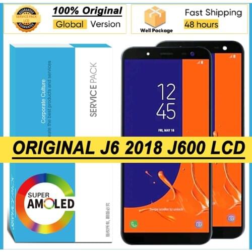100% Original 5.6'' Super AMOLED Display for Samsung Galaxy J6 2018 J600F J600 Full LCD Touch Screen Digitizer Repair Parts