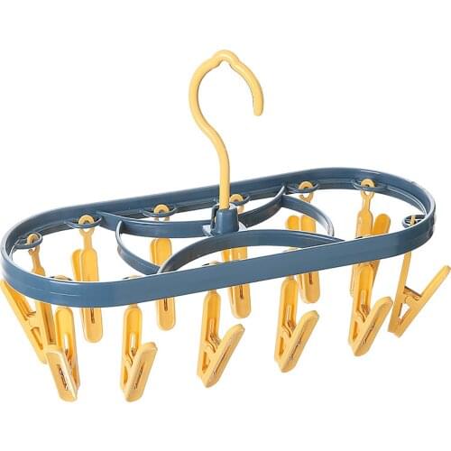 12 Clips Folding Clothes dryer Hanger Children Adults Clothes Dryer Windproof Socks Underwear Plastic Drying Rack 31.5X13X8.89CM