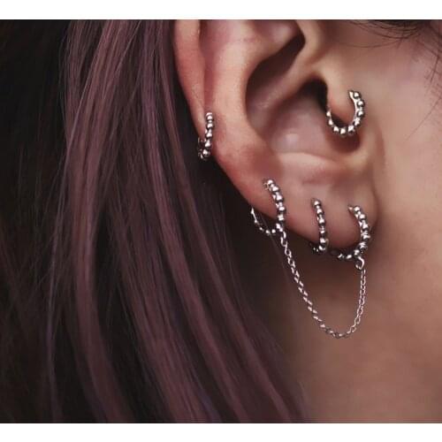 925 Sterling Silver Earring 2/3/4 Pierced Siamese Ears Chain Earring Cross Tassel Long Earring Personality Women Girl Ear Jewelr