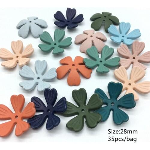 Acrylic heart flowers Beads for Jewelry Making Autumn winter Dull Polish Handmade DIY Craft Accessories 28mm