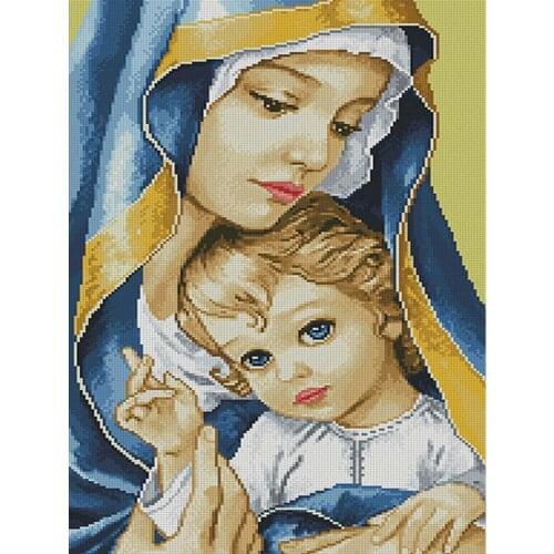 5D Diamond Painting Full Square Drill Religious Madonna & baby Cross Stitch Kit Mosaic Rhinestones icon DIY Diamond Embroidery