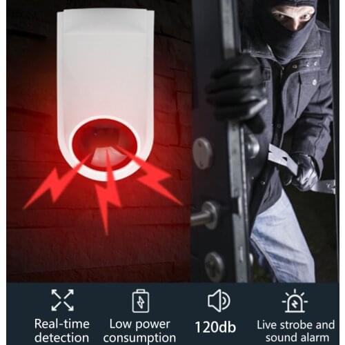 Wireless 433MHz Outdoor Strobe Siren For Home Security Alarm System Work as an Alarm Host with Remote Control & Door Sensors