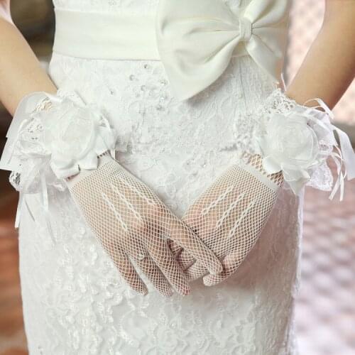 8-12 years old Kid child flower girl short finger mesh gloves student lace glove costume gloves dacning glove free shipping