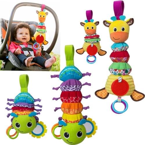 Baby Hanging Toys Giraffe Ladybug Animals Tinkle Hand Bell Stuffed Plush Bed/Stroller Hanging Toy Baby Toy Gifts