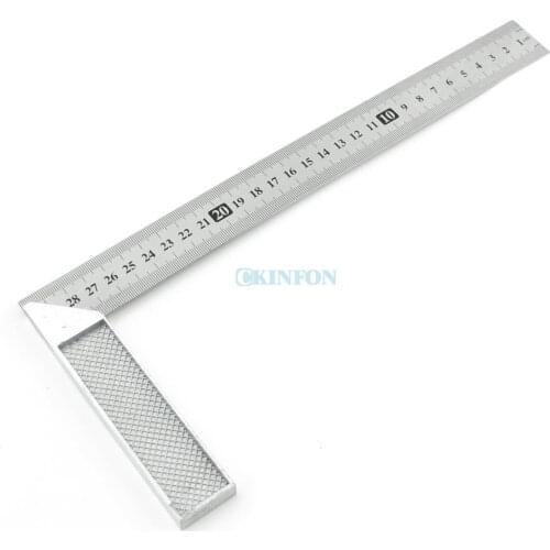 DHL 50PCS 30cm Aluminum Handle with Stainless Steel Scale Right Measuring Angle Square Ruler