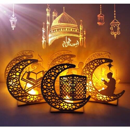 FENGRISE EID Wooden Pendant Eid Mubarak Ramadan Decoration For Home Ramadan Kareem Muslim Islamic Festival Party DIY Decorations