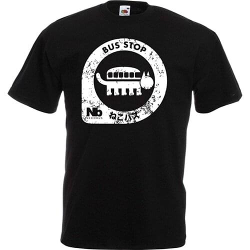 Cat Bus Stop, MenS Printed 2019 Hip Hop Men 100% Cotton Short Sleeve Personalized Street Wear T Shirts