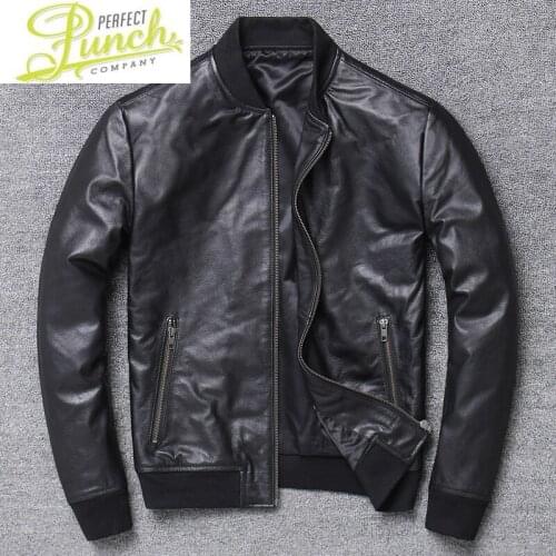 Cowhide Men 2021 Genuine Bomber Jacket Casual Spring Autumn Cow Leather Coat Chaqueta Cuero Hombre X-461NP KJ5408