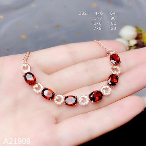 KJJEAXCMY fine jewelry 925 sterling silver inlaid natural garnet female bracelet support test