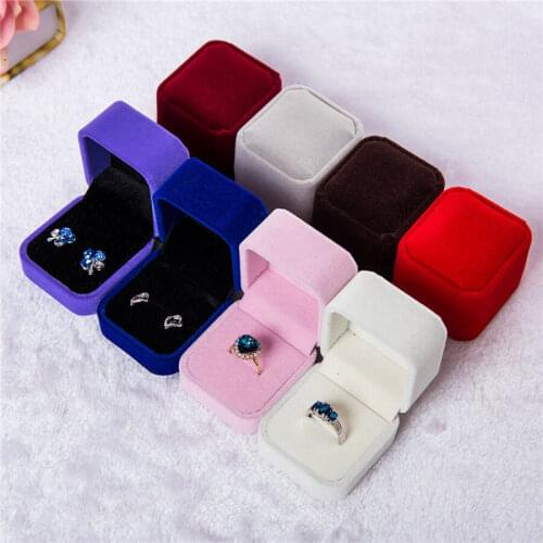 Classic Velvet Engagement Wedding Earring Ring Pendant Jewelry Display Box Packaging