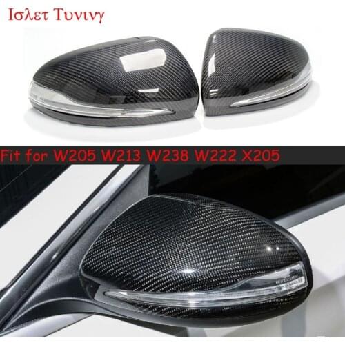 LHD & RHD W205 W213 Side Door Rearview Caps for Mercedes-benz C E S GLC Class W238 W222 X205 Carbon Fiber Mirror Cover 2014