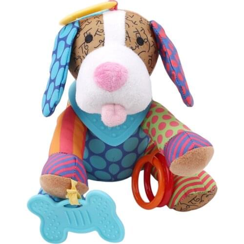 Cute Cartoon Animal Dog/Bear Baby Plush Rattles Infant Stroller Pram Crib Lathe Hanging Plush Toys For Newborn Babies