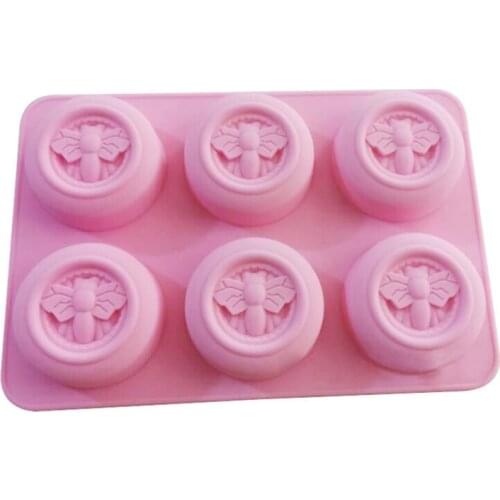 Multifunction Bee Shape Non-toxic Fondant Cake Mold Baking Accessories Kitchen Gadgets DIY Silicone 6 Cavities Soap Mould