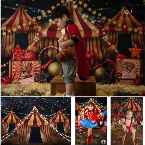 Mocsicka Circus Under The Stars Backdrop Children Birthday Photography Background Newborn Baby Photocall Background Photo Studio