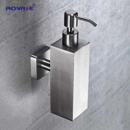 ROVATE 304 Stainless Steel Soap Dispenser Wall Mount, Liquid Soap Dispenser for Kitchen and Bathroom