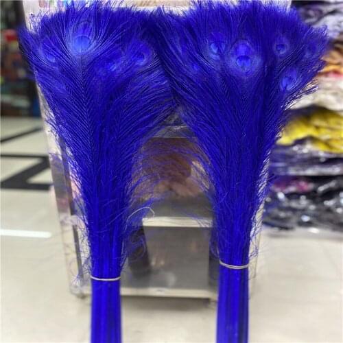 New 50pcs/lot Sapphire Natural Peacock Feathers 70-80 Cm/28-32 Inch Carnival Craft Accessories Wedding Celebration DIY Plumas