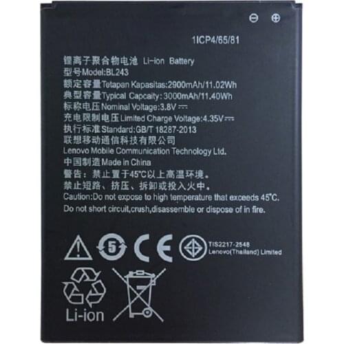 New arrived 2900mAh BL243 Mobile Phone Battery Use for lenovo K3 Note K50-T5 A7000 A5500 A5600 A7600