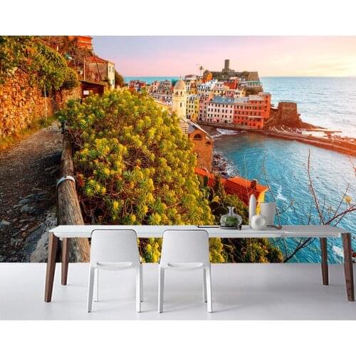 Papel de parede European italian colorful village landscape 3d wallpaper,living room bedroom wall papers home decor mural