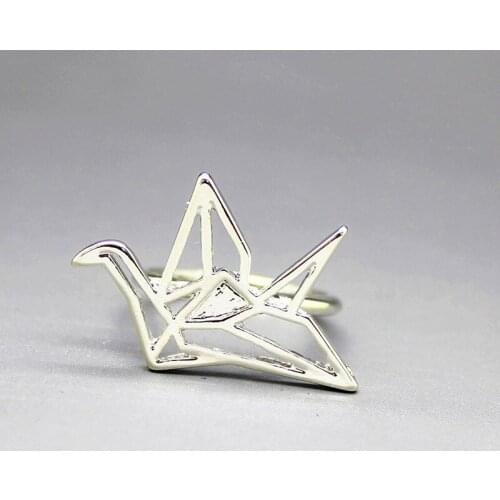 Wholesale 10pcs/Lot Cute Origami Crane Ring Cute Little Bird Wedding Rings for Women Gold Silver Rose Gold Color