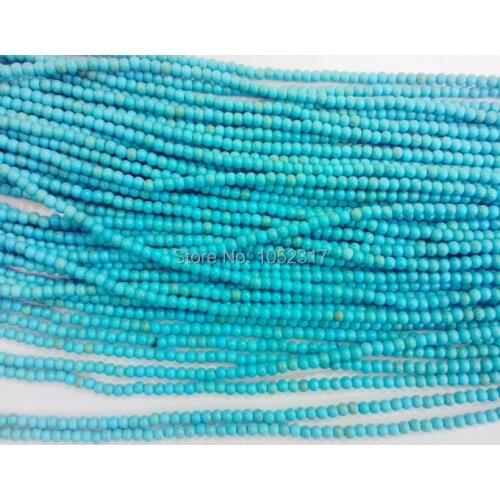 Wholesale 3-4mm Bead Length 40cm/16inch Strand Green Blue stone Howlite Howlite Round Beads Loose Bead GIFT DIY Gift