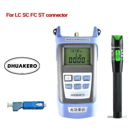 Free shipping AB18H FTTH Fiber Optical Power Meter -70 + 10dBm 2 in 1 20mw VFL for LC/FC/SC/ST connectors with LC/SC adapter