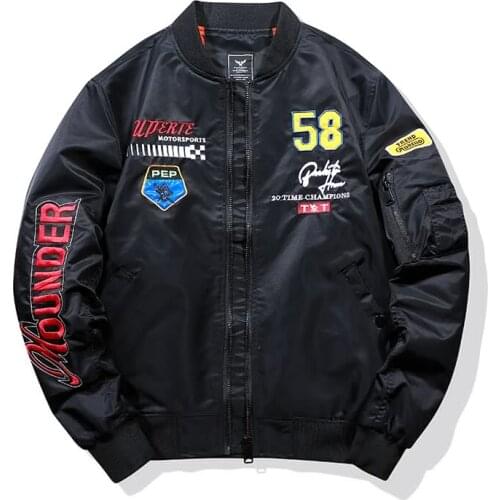 2021 Autumn Bomber Jacket Men Pilot Air Force Loose Jacket Vintage Embroidery Baseball Waterproof Windbreaker For Men