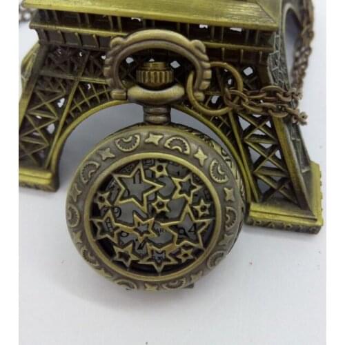 Anqitue Style Retro Steampunk Stars Pocket Watch Necklace 10pcs/lot PO524
