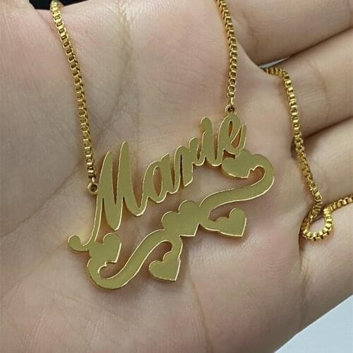 Custom Ribbon Heart Name Necklace For Women Personalized Jewelry Gold Color Stainless Steel Nameplate Choker BFF Bijoux Gift