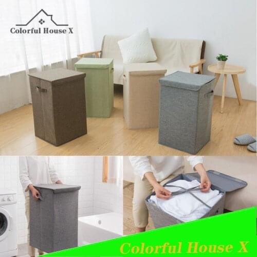 Washable Cotton And Linen Portable Storage Box Large Capacity Foldable Laundry Storage Basket Kitchen Bathroom Clothes Sorting