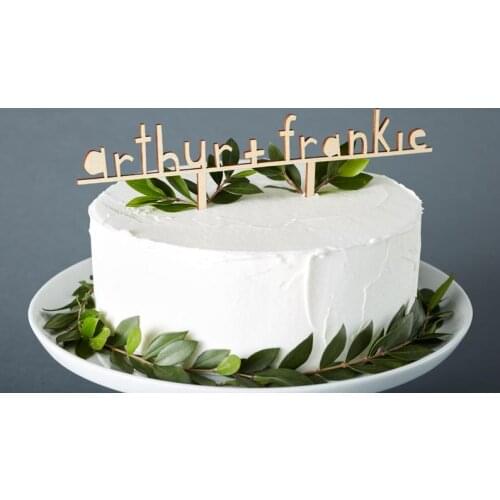 Simple Wooden Personalized Wedding Cake Topper - Custom Cake Topper -Custom Names Lasercut Wooden Cake Topper