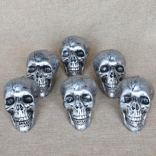 6Pcs/Bag Halloween Human Skull Decor Prop Realistic Plastic Skeleton Head Model Bar Fesitival Props Home Table Decoration