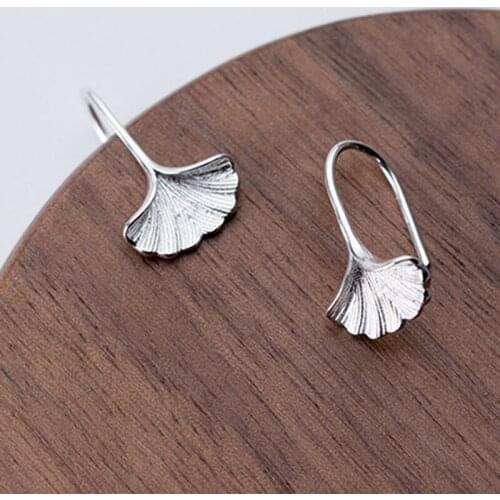 S925 Silver Plated Ginkgo Leaf Earrings For Women Girls Sweet Statement Ginkgo Leaf Shaped Earring Fashion Jewelry Dropship New