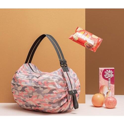 Foldable travel shoulder bag Multifunction portable thickened tote bag green shopping bag supermarket shopping bag large